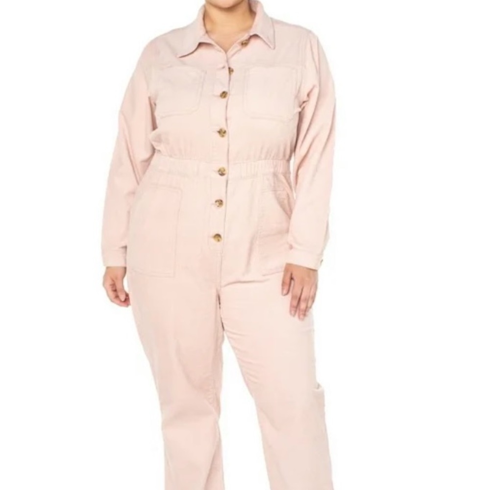 Women's Celebrity Pink Corduroy Jumpsuit